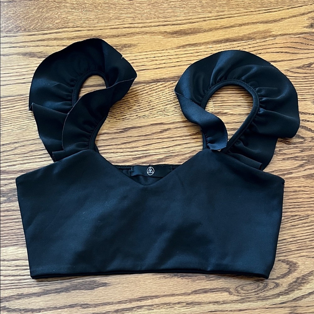 Black Ruffled Women's Crop Top